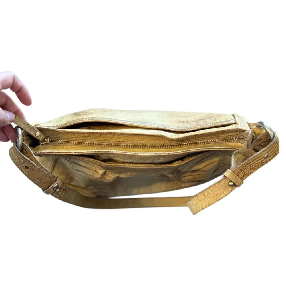 Brahmin Bag Women's Shoulder Purse Yellow Brown Multicolor Multiple Pockets